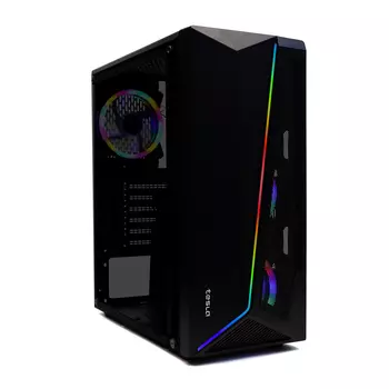 Корпус TESLA TSL-100, ATX, Midi-Tower, USB 3.0, RGB подсветка, черный, без БП (TSL-100-4FB-RGB)