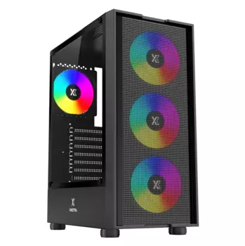 Корпус XASTRA A301, ATX, Midi-Tower, USB 3.0, RGB подсветка, черный, без БП (A301-BK-FC120FRGB-4F-GL)