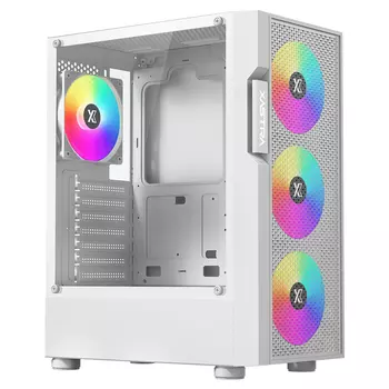 Корпус XASTRA A302, ATX, Midi-Tower, USB 3.0, RGB подсветка, белый, без БП (A302-WH-FC120FRGB-4F-GL)