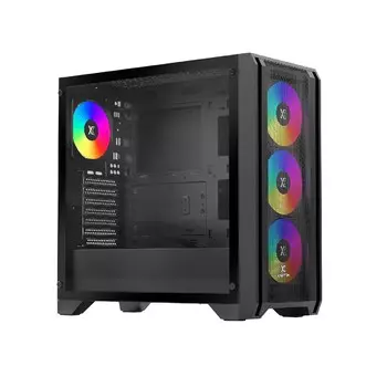Корпус XASTRA A500, ATX, Midi-Tower, USB 3.0, RGB подсветка, черный, без БП (A500-BK-FC120ARGB-4F-GL)
