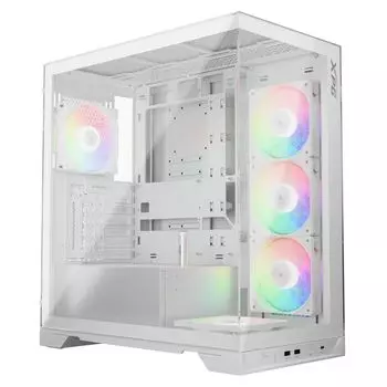 Корпус XPG INVADER X, ATX, Midi-Tower, 2xUSB 3.2, USB Type-C, RGB подсветка, белый, без БП (INVADERXMT-WHCWW)