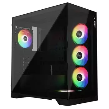 Корпус XPG INVADER X, ATX, Midi-Tower, 2xUSB 3.2, USB Type-C, RGB подсветка, черный, без БП (INVADERXMT-BKCWW)