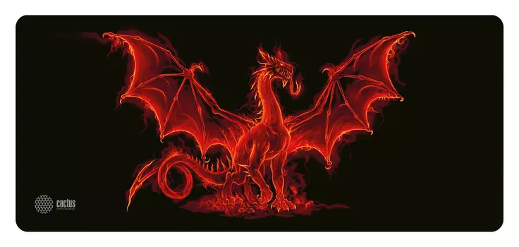 Коврик для мыши Cactus Fire Dragon, игровой, 900x400x3мм, черный/принт (CS-MP-PRO07XXL)