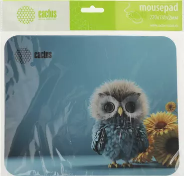 Коврик для мыши Cactus Owl blue, игровой, 220x180x2мм, принт (CS-MPC-P07XS)
