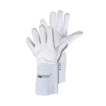 Краги для сварочных работ кожаные, защита рук от ОПЗ и истирания , XL, белый, FoxWeld «Евро» СА-08 (8496)