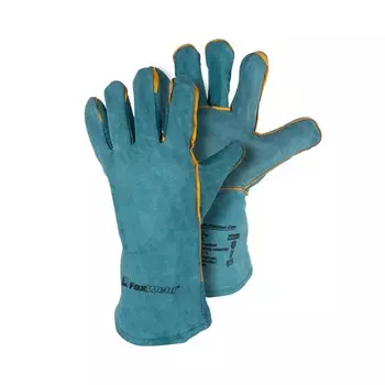 Краги Для сварочных работ спилок с покрытием из спилковой кожи, Спилковая кожа, Во время проведения сварочных работ, XL, синий/желтый, FoxWeld "Грин" (6114)