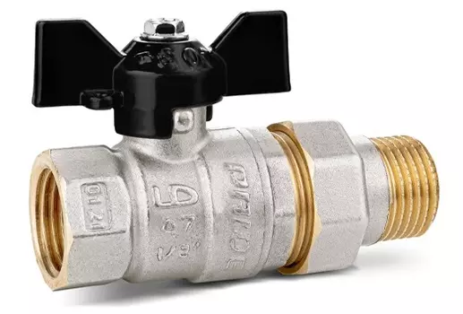 Кран шаровый прямой LD Pride 25x1", ВР/НР, с американкой, латунь (LD 47.25.В-ГШ.Б)