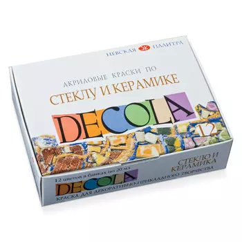 Краски акриловые 1 шт./12 цветов, разноцветный, 20 мл, коробка, по стеклу и керамике, Невская палитра Декола 4041114 (190390)