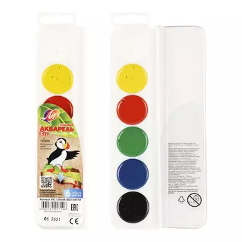 Краски акварельные 1шт./6 цветов, разноцветный, пенал, медовые, ЛУЧ Zoo 19С 1248-08 (1538963)