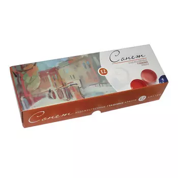 Краски гуашь 12 шт./12 цветов, 40 мл, банка, картонная коробка, Невская палитра Сонет (3641064)