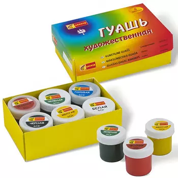 Краски гуашь 1шт./6 цветов, разноцветный, 40мл, коробка, СПЕКТР Радуга 91С-201 (190156)