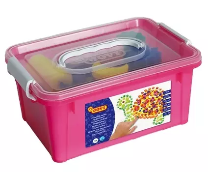 Краски пальчиковые 6шт./6 цветов, разноцветный, 125мл, банка, Комплектация: 6 пальчиковых красок по 125 мл ярких цветов: белый, желтый, красный, синий, зеленый и коричневый; 4 пластиковых трафарета; 4 фигурных губки-штампа из поролона; 1 гладкий валик шириной 7,5 см.; Клеенка-коврик для работы., пластиковая коробка, JOVI (566)