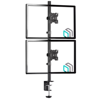 Кронштейн настольный для мониторов ONKRON D208E, 13"-34", 2-монитора, VESA 75x75мм-100x100мм, наклонный, поворотный, портрет-альбом, до 16 кг, черный (D208E)