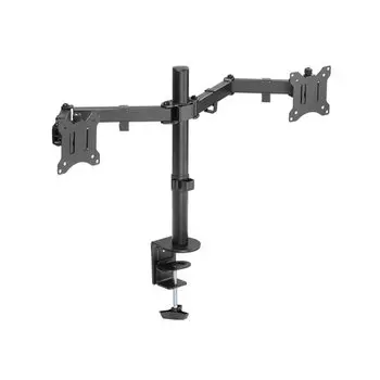 Кронштейн настольный для мониторов SONNEN STATIC, 17"-32", 2-монитора, VESA 75x75мм-100x100мм, наклонный, поворотный, портрет-альбом, до 16 кг, черный (455943)