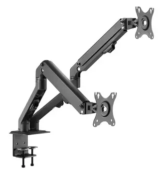 Кронштейн настольный для мониторов Ultramounts UM729, 17"-27", 2 монитора, VESA 75x75мм-100x100мм, наклонный, поворотный, портрет-альбом, до 7 кг, черный (UM729)