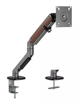 Кронштейн настольный для мониторов Ultramounts UM734WD, 17"-27", VESA 75x75мм-100x100мм, наклонный, поворотный, портрет-альбом, до 7 кг, серый/коричневый (UM734WD)