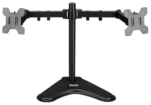 Кронштейн настольный для TV/монитора BURO, 17"-32", 2 монитора, VESA 75x75мм-100x100мм, наклонный, поворотный, портрет-альбом, до 16 кг, черный (BU-M042-D)