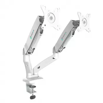 Кронштейн настольный для TV/монитора ONKRON G160, 13"-32", 2 монитора, VESA 75x75мм-100x100мм, наклонный, поворотный, портрет-альбом, до 13 кг, белый (G160W)