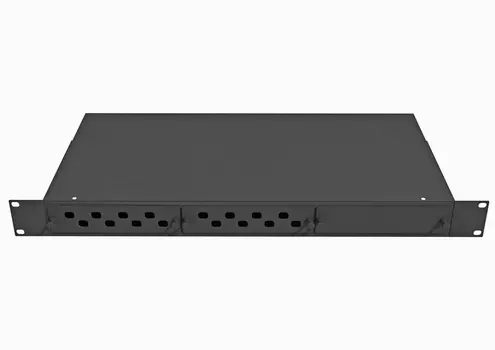 Кросс оптический TopLAN , 1U, в стойку 19", 16шт.xFC/ST, сплайс-пластина, крепеж, сменные кронштейны для крепления к стойке, сменная патч-панель для крепления оптических адаптеров, черный (КРС-Top-1U-16FC/ST-BK)
