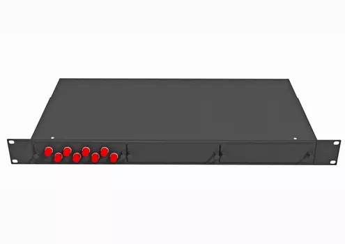Кросс оптический TopLAN, 1U, в стойку 19", 8шт.xFC/UPC, 9/125мкм OS2, сплайс-пластина, 8 адаптеров, крепеж, сменные кронштейны для крепления в стойке, сменная патч панель для крепления оптических адаптеров, черный (КРС-Top-1U-08FC/U-OS2-BK)