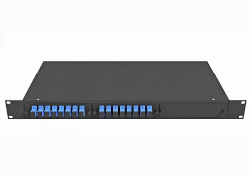 Кросс оптический TopLAN , 1U, в стойку 19", 16шт.xSC/UPC, 9/125мкм OS2, сплайс-пластина, 16 адаптеров, крепеж, сменные кронштейны для крепления в стойке, сменная патч панель для крепления оптических адаптеров., черный (КРС-Top-1U-16SC/U-OS2-BK)