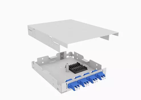Кросс оптический TopLAN , настенный, 8шт.xLC/UPC, 9/125мкм OS2, укомплектованный, серый (КРНМ-Top-08LC/U-OS2-GY)