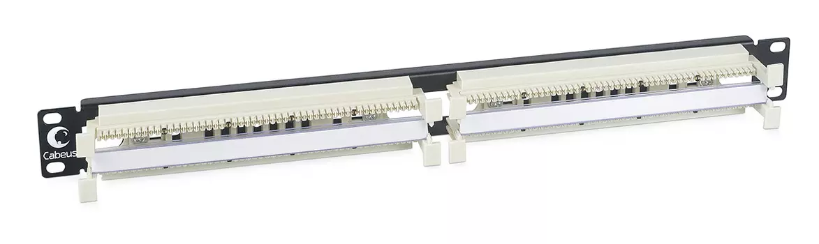 Кросс-панель в шкаф 19" 1U, неукомплектованная, 100 пар, черный, Cabeus (CP-100P-110TYPE)