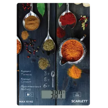Кухонные весы электронные Scarlett SC-KS57P68 10 кг, 2 батарейки типа ААА (включены в комплект), Рисунок (SC-KS57P68)