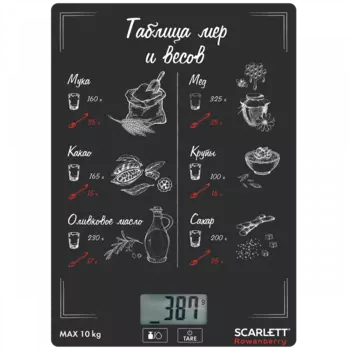 Кухонные весы электронные Scarlett SC-KS57P94 10кг, 2AAA, черный/принт (SC-KS57P94)