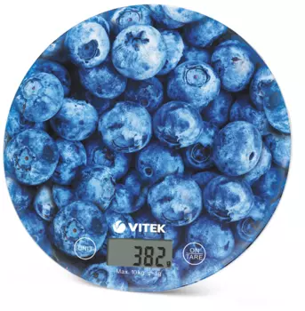 Кухонные весы электронные Vitek VT-8021 10 кг, 1 х CR2032, принт (голубика) (VT-8021)