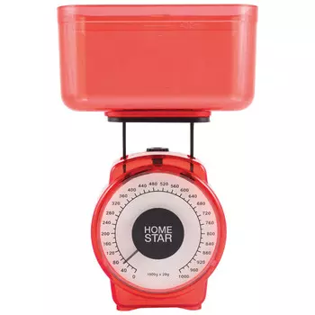 Кухонные весы механические HomeStar HS-3004М 1 кг, съемная платформа/чаша, красный (002795)