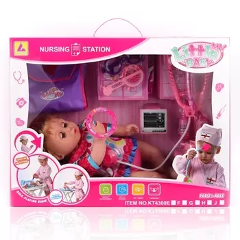 Кукла KING TIME Игровой набор с куклой "Малышка у доктора" , 37 см, звук, сумочка, аксессуары в комплекте (KT4300F)