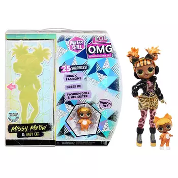 Кукла L.O.L. LIL OUTRAGEOUS LITTLES OMG Chill Missy Meow and Baby Cat, 27 см (570271)