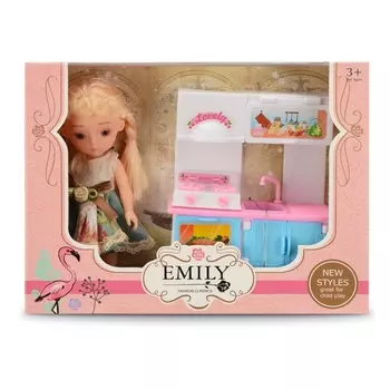 Кукла QIAN JIA TOYS "Кухонька", 15 см, плита, раковина, гарнитур, аксессуары в комплекте (HP1125901)