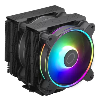 Кулер для процессора COOLERMASTER Hyper 622 Halo Black для Socket/115x/1200/1700/1851/AM4/AM5, 120 мм, 2050rpm, 27 дБА, 240 Вт, 4-pin PWM, Al+Cu, ARGB (RR-D6BB-20PA-R1)
