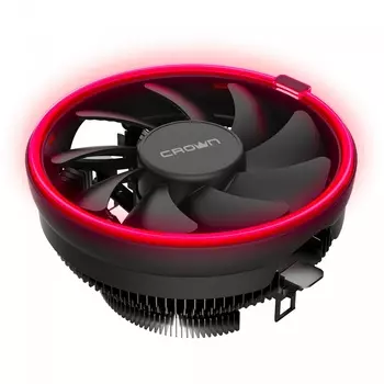 Кулер для процессора CROWN CM-1150PWM RED v2 для Socket/115x/1200/1700/1851/AM2+/AM3/AM3+/FM1/AM4, 105 мм, 1800rpm, 26.3 дБА, 115 Вт, 4-pin PWM, Al, Red LED