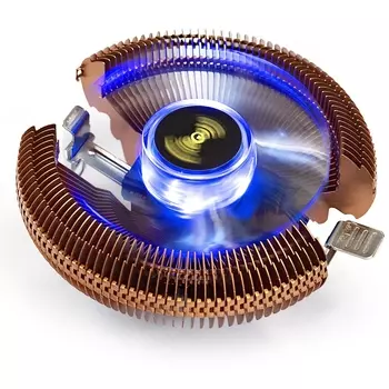 Кулер для процессора Exegate Wizard EE91-Cu.BLUE для Socket 775/115x/1200/AM2/AM2+/AM3/AM3+/FM1/AM4/FM2/FM2+, 90 мм, 2200rpm, 22 дБА, 80 Вт, 3-pin, Al+Cu, Blue LED (EX286153RUS)