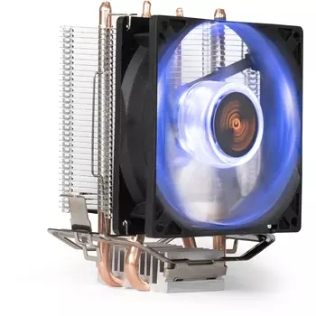 Кулер для процессора Exegate Wizard EXX200-PWM.BLUE для Socket 775/115x/1200/AM2/AM2+/AM3/AM3+/FM1/AM4/FM2/FM2+, 90 мм, 2400rpm, 24 дБА, 95 Вт, 4-pin PWM, Al+Cu, Blue LED (EX286297RUS)