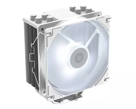 Кулер для процессора ID-COOLING SE-214XT WL для Socket/115x/1200/1700/1851/AM4/AM5, 120 мм, 1800rpm, 35.2 дБА, 200 Вт, 4-pin PWM, Al+Cu, White LED (SE-214XT WL)