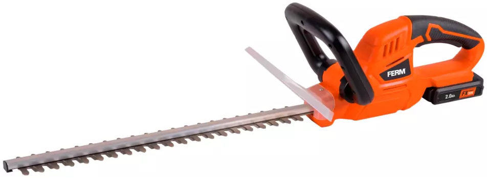 Кусторез FERM FX Power HTM1005, аккумуляторный, 600Вт, Li-Ion, 2 А·ч, 20В, длина лезвия 45 см, 3.2 кг (HTM1005KIT) АКБ и ЗУ