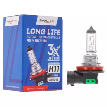 Лампа автомобильная галогенная Avantech Long Life, 55Вт, 12В, H11, 1шт. (AB0043)