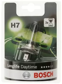 Лампа автомобильная галогенная Bosch Long Life Daytime, ближний/дальний свет, 55 Вт, 12 В, H7, 3200 K, 1 шт. (1987301057)