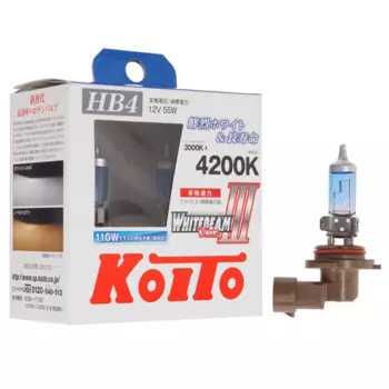 Лампа автомобильная галогенная Koito Whitebeam , 55Вт, 12В, HB4, 4200K, 2шт. (P0757W)