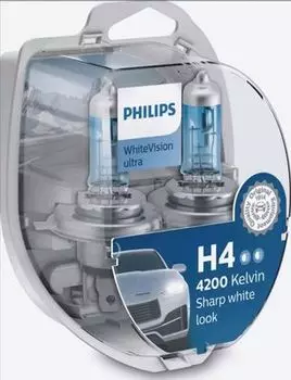 Лампа автомобильная галогенная PHILIPS, ближний/дальний свет, 60 Вт, 12 В, H4, 2 шт. (12342WVUSM)