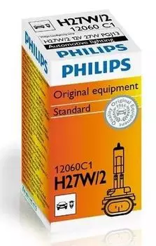 Лампа автомобильная галогенная PHILIPS, противотуманные фары, 27 Вт, 12 В, H27W/2, 1 шт. (12060C1)