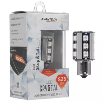 Лампа автомобильная светодиодная Avantech, 12В, BA15s, 1шт., красный (ALB0120)