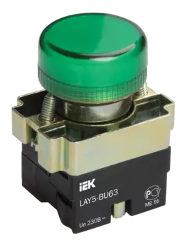 Лампа индикаторная LED зеленый 22 мм 230 В AC, IEK LAY5-BU63 (BLS50-BU-K06)