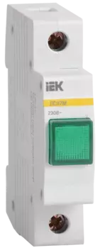 Лампа индикаторная LED зеленый DIN-рейка 230 В AC, IEK ЛС-47М (MLS20-230-K06)
