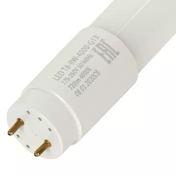 Лампа линейная светодиодная G13 LED T8-9W-4000-G13, T8, ⌀25мм x 600мм, 9Вт, 720лм, 4000K/белый, 80 Ra, SONNEN (453715)