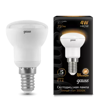 Лампа светодиодная E14 рефлектор, 4Вт, 2700K / теплый свет, 350лм, Gauss Elementary (106001104)